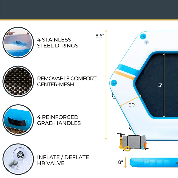 

Customization Floating Island Inflatable Platform Pontoon Diameter 5 meters 17 feets durable PC tarpauline