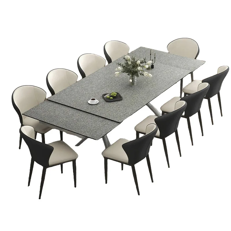 

Retractable folding dining table household modern simple dining table set