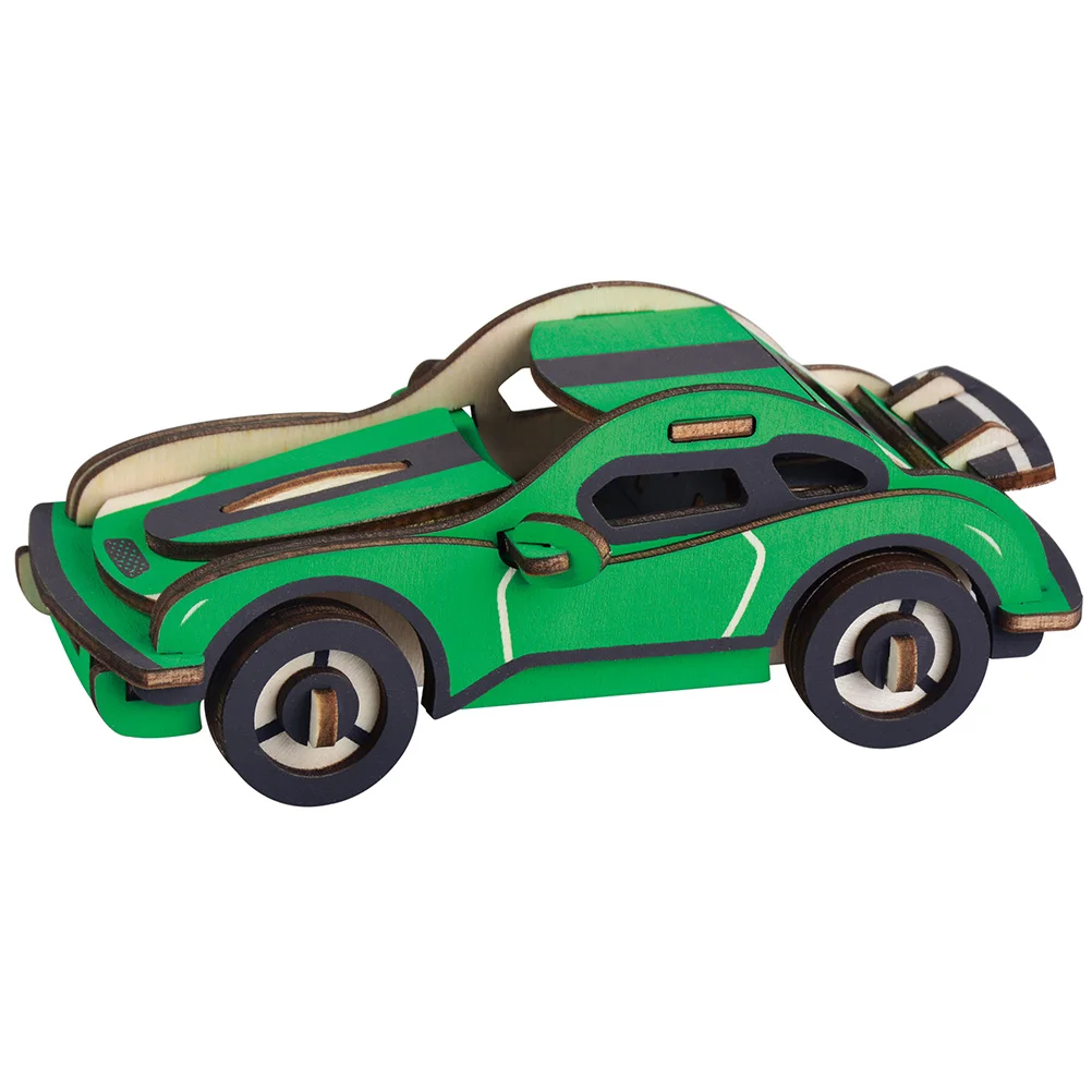 Coche de carreras Diy 3D de madera para niños, rompecabezas educativo de madera para coordinación mano-ojo, juego de rompecabezas empaquetado en caja
