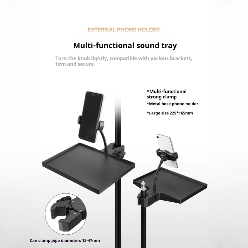 Vassoio regolabile per scheda audio per microfono: costruzione resistente, base stabile, per studio, streaming live, podcasting, registrazione domestica