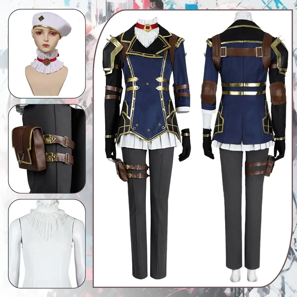 

Caitlyn LOL Cosplay Fantasia Costume Disguise for Adult Women Jacket Hat Outfit Roleplay Female Outfits Halloween Carnival Suit