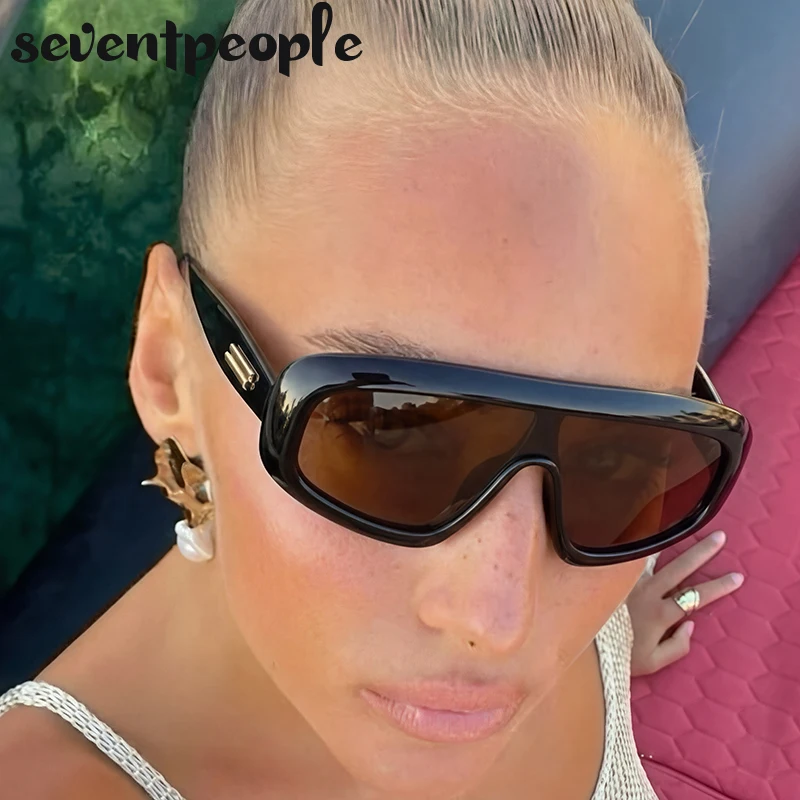 

Oversized Steampunk One-Piece Shield Sunglasses Women 2026 Luxury Designer Big Frame Pilot Windproof Sun Glasses Goggle Shades