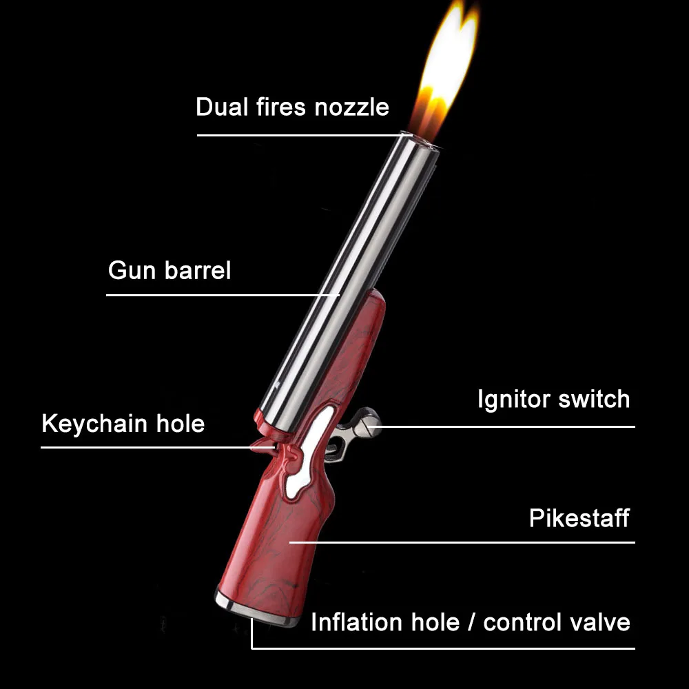 NEW Cool Gadgets Candle Lighter Creative Mini Gun Dual Flame Refillable Butane Gas Lighter Gifts for Men