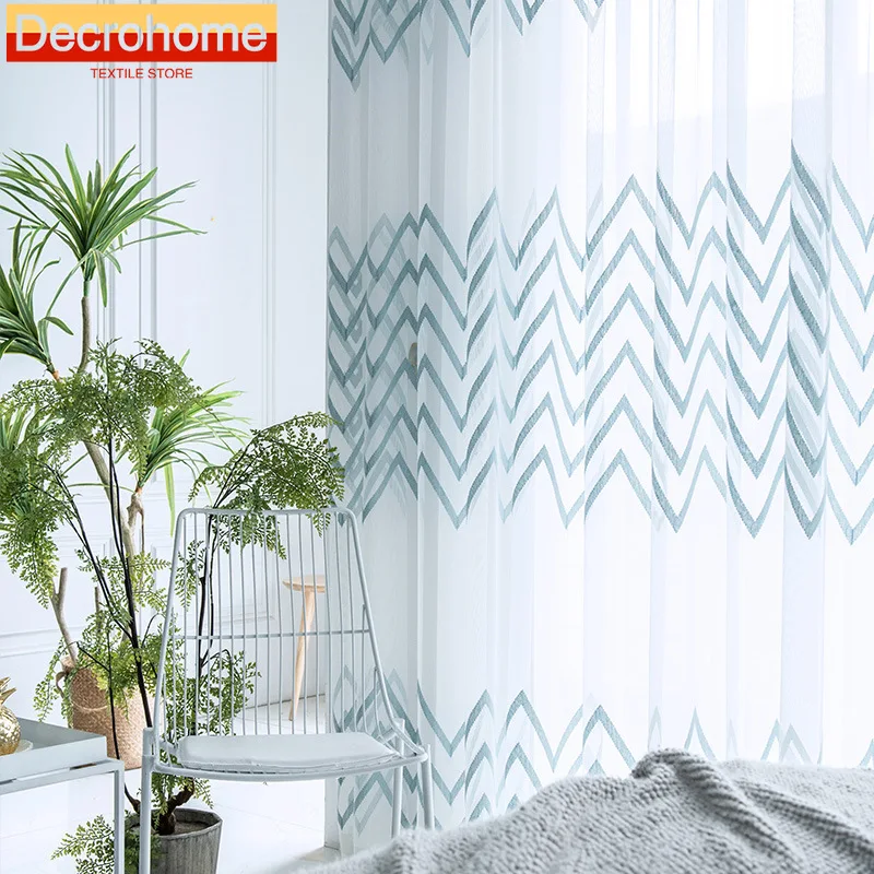 Nordic Style White Window Screen Simple and Modern Curtains for Living Dining Room Bedroom White Tulle Custom Size Decoration