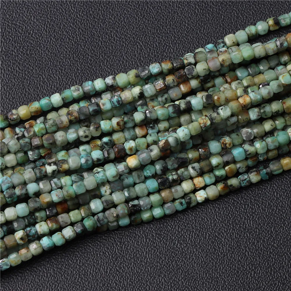 

1 Strand Natural Square Stone Faceted 2-3mm Small Beads African Turquoises Loose Spacer Bead Jewelry Making Necklace Bracelets