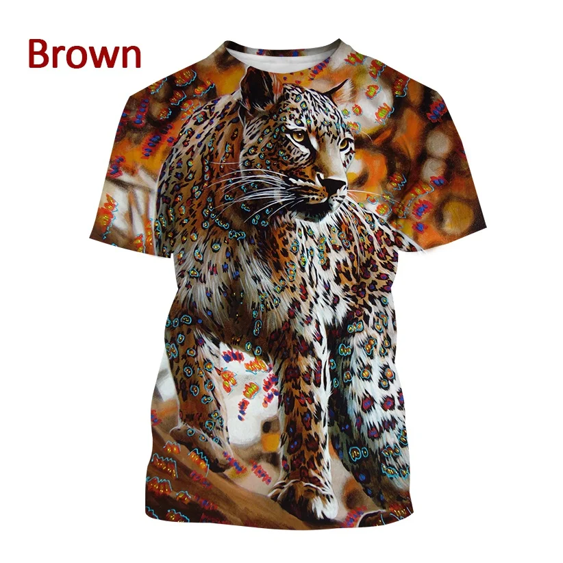 New Animal Leopard Short-sleeved T Shirt Men's Casual Fashion Streetwear T Shirt Unisex Harajuku Printed Top