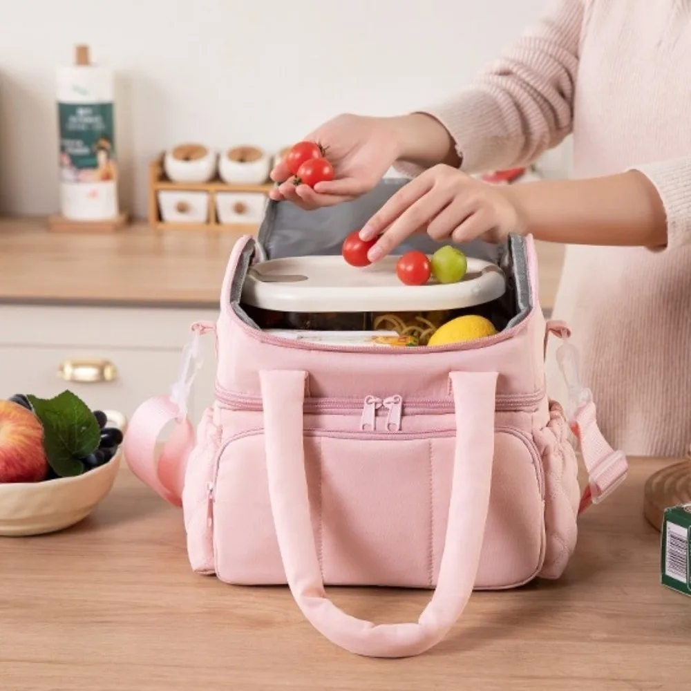 

Сумка для обеда с стаканным отделением, утолщенная сумка для сохранения тепла, сумка для пикника, большая вместительная водонепроницаемая изолированная сумка для активного отдыха