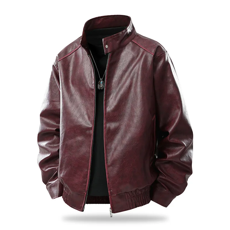 American Retro Pu Casual Leather Jackets Men Stand Collar Washed Fashion Motorcycles Jacket Male Spring Autumn Vintage Outwear