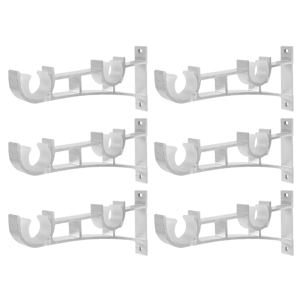 

6 PCS Curtain Rod Brackets Heavy Duty Adjustable White Double Layer Side Top Mount Window Hardware Accessories