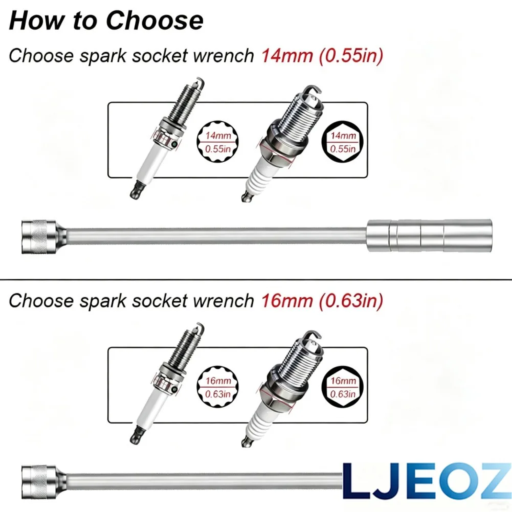 Magnetic Spark Plug Socket Key Wrench Adapter Swivel Long Extension Install Replace Repair Kit Torque Remove Removal Gap Tool