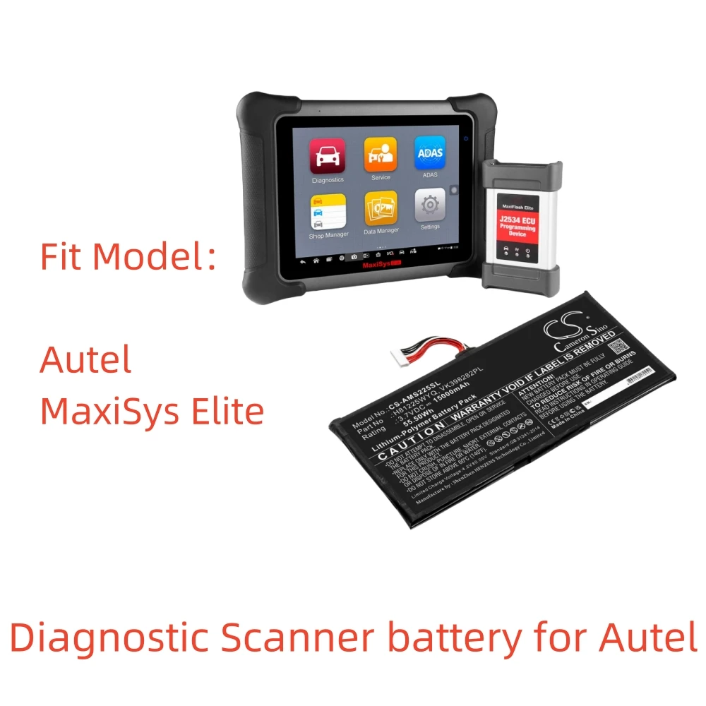 Li-Polymer Rechargeable Diagnostic Scanner Battery for Autel - 3.7V, 15000mAh | Compatible with MaxiSys Elite, H81225WYQ, VK3982