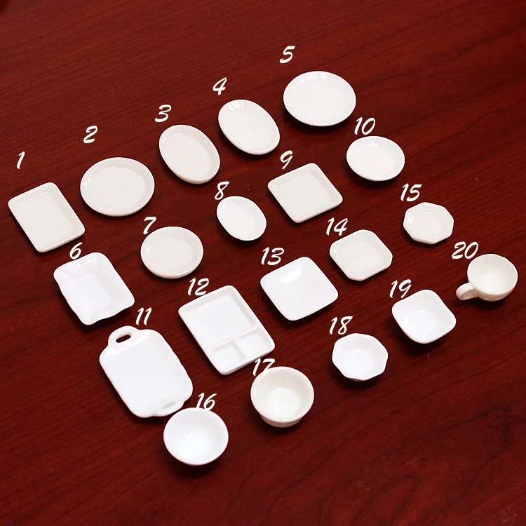 10pcs Mini Tableware Dollhouse Miniature Cabochon Flatback Resin Charm Mini Figurine Craft Material Accessories DIY Decoration