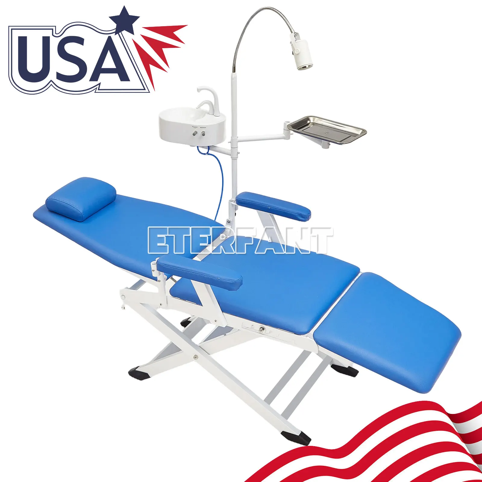 ENTERFANT Dental Adjustable Mobile Chair/Folding Chair+Air Turbine/Mobile Delivery Unit System Cart Treatment Work Compressor 4H