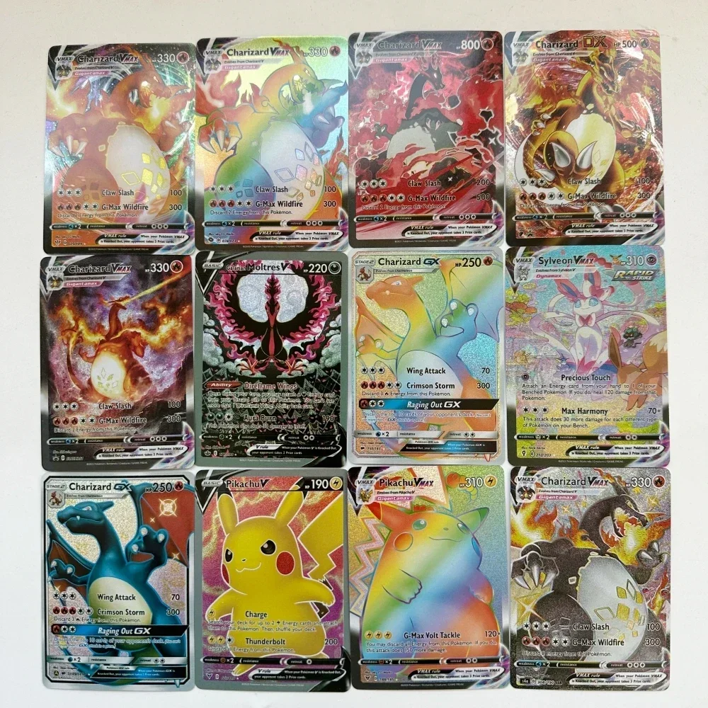 2024  Flash The Best Pokemon Cards Proxy Glory Pack Vmax Vstar GX Mega Ultra Rare Rainbow Arceus DIY Charizard Kids Shiny Gift