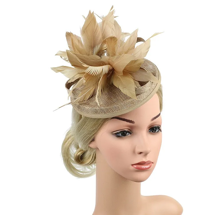 Chapéu Phillbox Fascinador de penas para mulheres, chapéu elegante para banquete, cerimônia de casamento, Kentucky Derby Tea Party