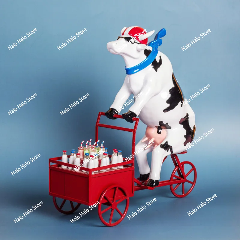 Trend hand-painted art cow and horse resin ornaments jewelry store window decoration wine cabinet living room office
