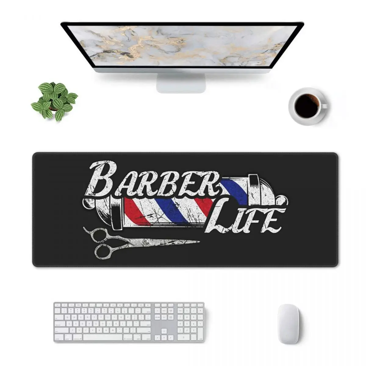 Large Mouse Pad Barber Shop Sign Entrance Gamer PC Laptop Mats Keyboard Carpet Computer Gaming Office Accessories Desk Mat