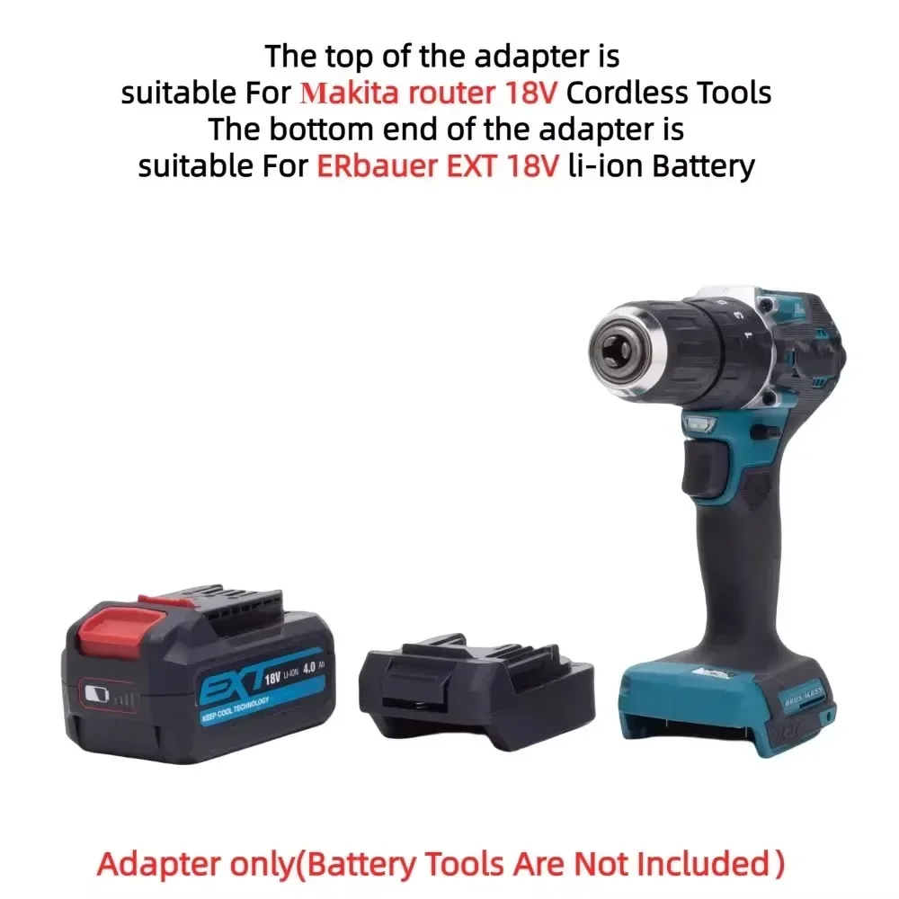 1 X Adattatore/Convertitore batteria per batteria agli ioni di litio ERbauer EXT da 18 V a Router Makita Utensili elettrici a batteria 18 V BL (solo adattatore)