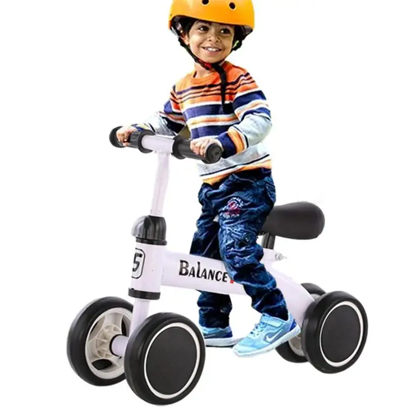 Children's Balance Bike 4 Wheels Baby Walker Toddler Balance Bicycle Indoor Outdoor Ride-on 4 Wheels Without Pedals Bike