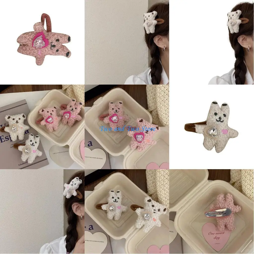 

HX6F Rabbit/Bear Hair Pin Adult Teens Ponytail Bangs Decorative Hair Clip