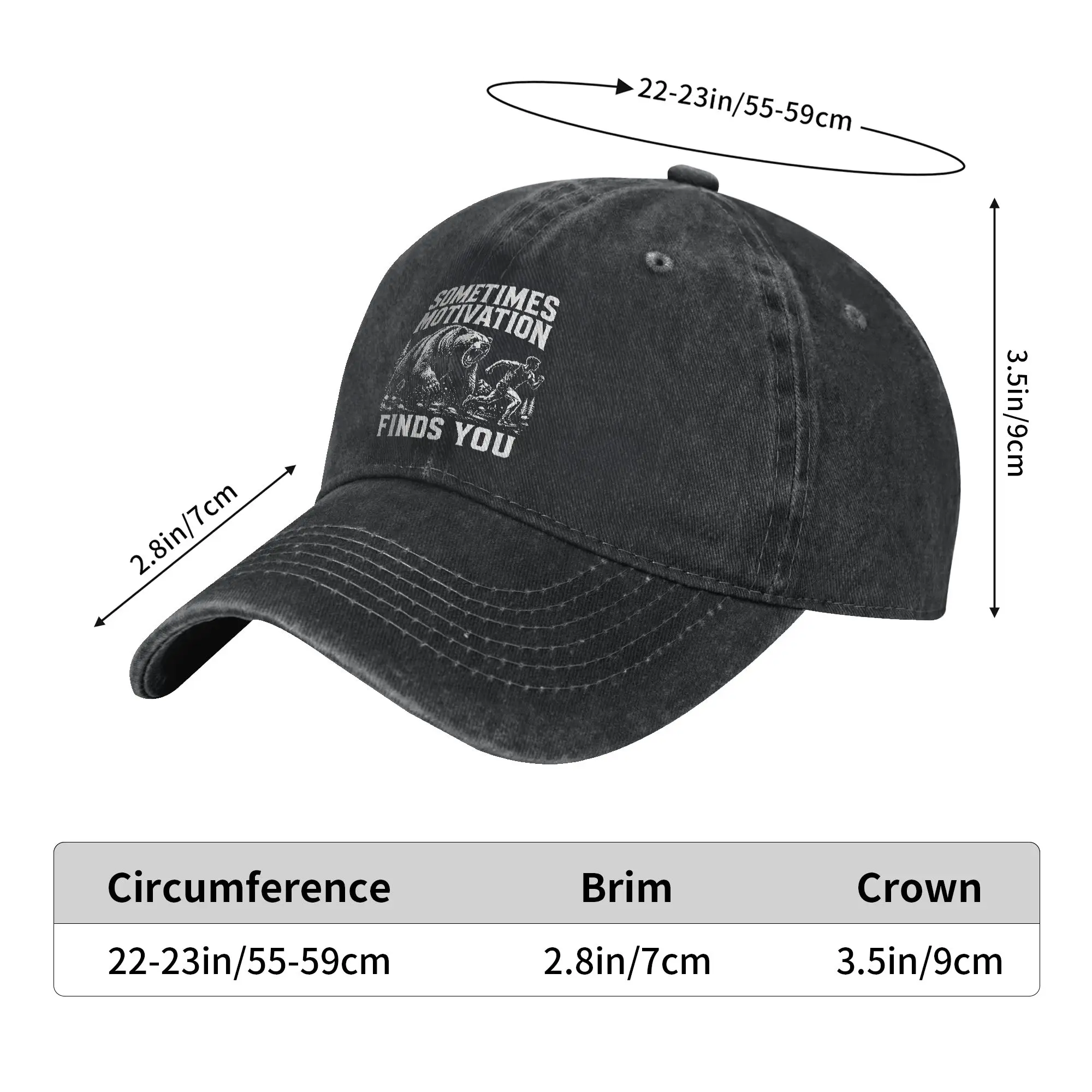 Washed Baseball Cap Sometimes Motivation Finds You Funny Running Motivational  Summer Hip Hop Hats Classic Gym Sun Snapback Cap