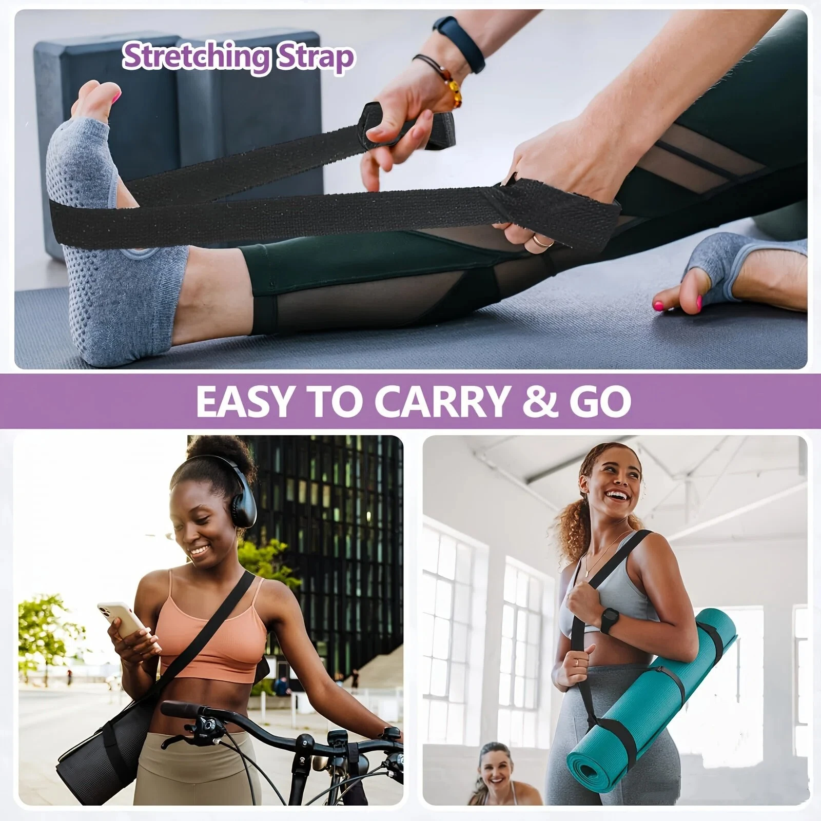 Verstellbarer Yogamatten-Aufbewahrungsgurt mit verdicktem Träger – Mehrzweck-Fitnessgurt, geeignet für Yogamatten, Fitnessstudio – Detail 9