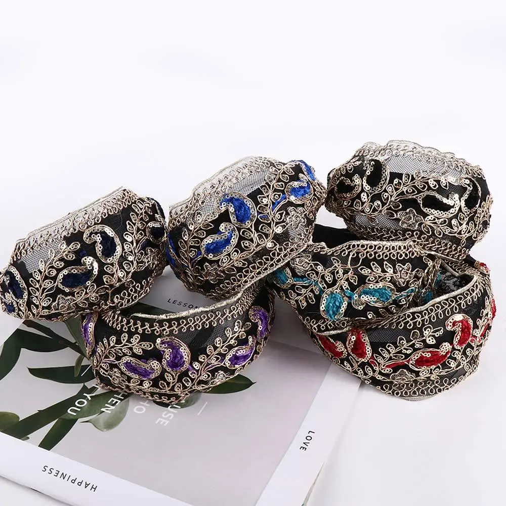 

Elegant Retro Temperament Sweet Sequins Wide Edge Female Hair Hoop Korean Style Headband Lace Embroidered Headband Headdress
