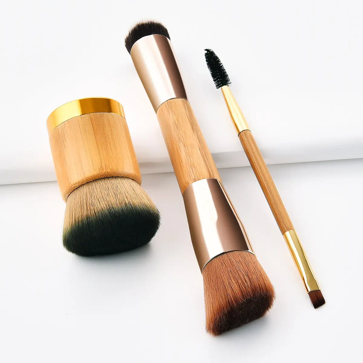 3Pcs Bamboo Handle Nylon Bristles Makeup Brush Set Professional Cosmetics Powder Blush Kit for Women Makeup Set