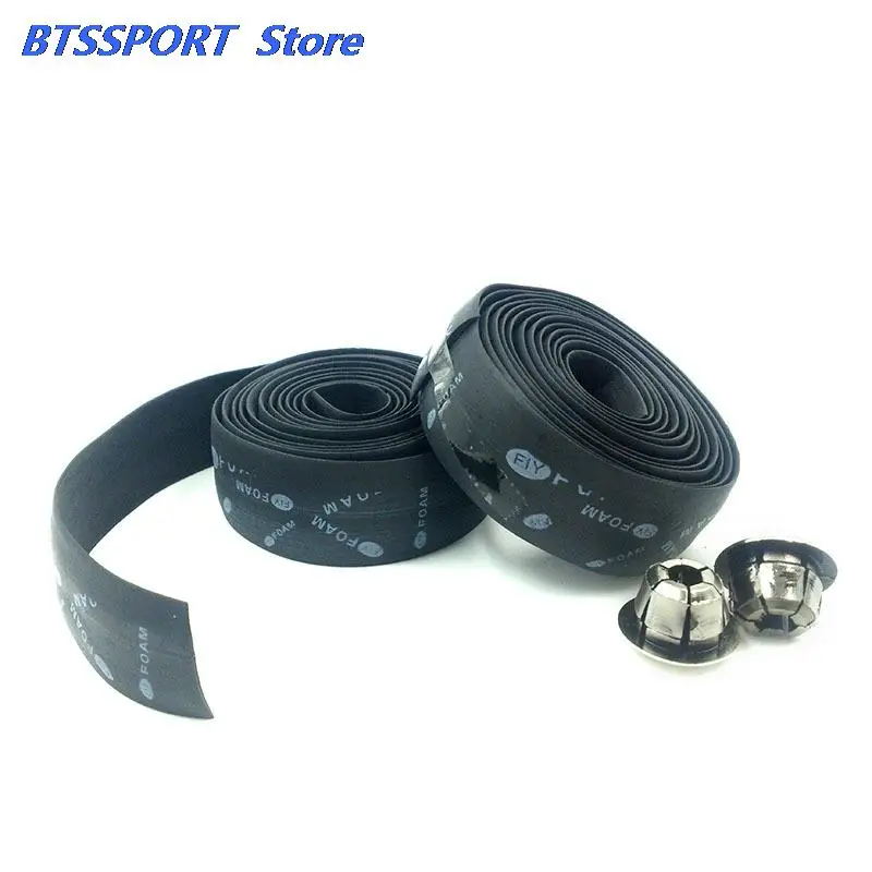 Road Bike Bicycle Handlebar Tape Cycling Handle Belt Cork Wrap With Bar Plugs Black Anti-Vibration Wrap