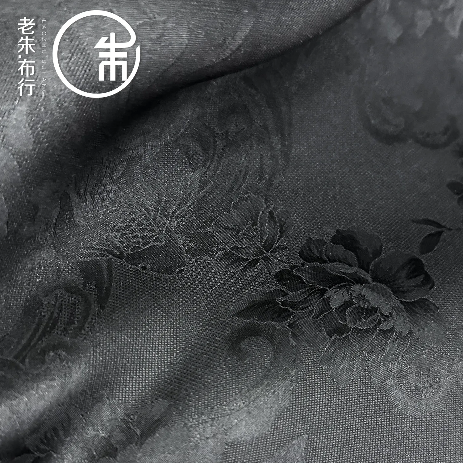 Full Hole Flower Rose Fragrant Cloud Yarn Pure Black Silk Goldfish Peony Silk Fabric Summer 28 Momme Fabric