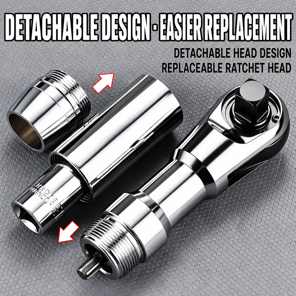 1/2 Inch Drive 72 Tooth Ratchet Wrench Short Head High Torque Narrow Space Air Impact Spanner Motorcycle Repair Hand Tool