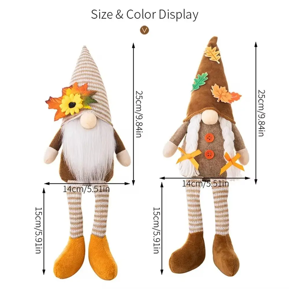 Male/Female Thanksgiving Elf Dwarfs Dolls Maple Leaf Handmade Gnome Dwarf Dolls Doll Ornaments Plush Fall Gnomes Decorations