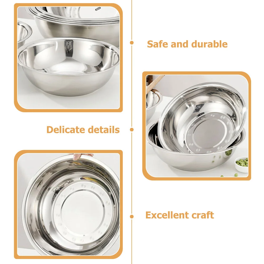 Stainless Steel Basin Large Mixing Bowl Pans Flour Metal Bowls Newborn Colander