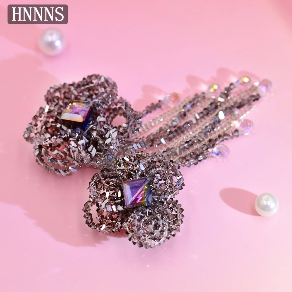 TOPQUEEN Sposa alla moda Matrimonio Fiocco viola Fatto a mano con perline Nappa da donna Elegante banchetto Festa Copricapo quotidiano YXA68