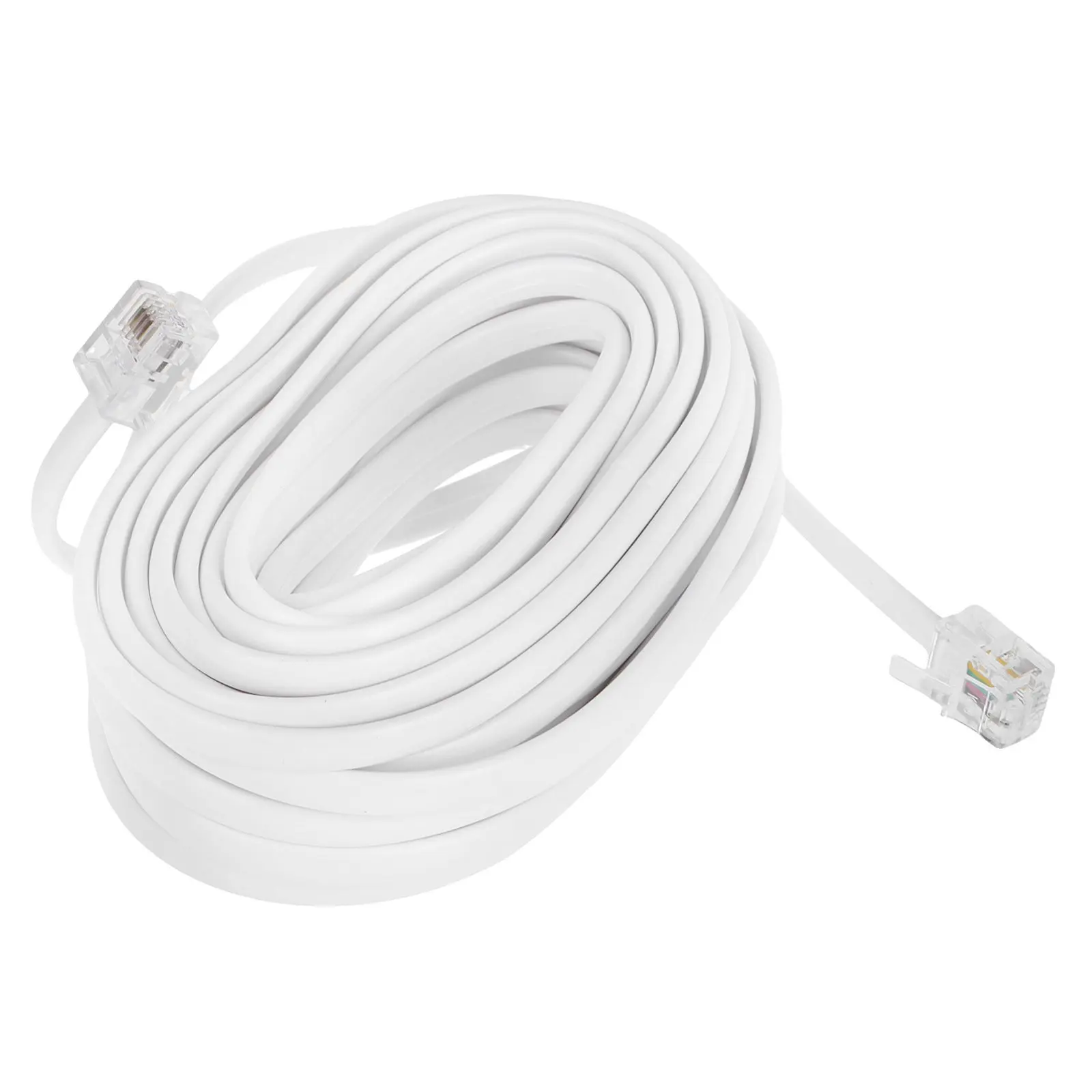 Telephone Line 25Ft Extension Cord Cable for Landline Telephone Rj11 Rj14 Office Home Phone Connector Plug Wire