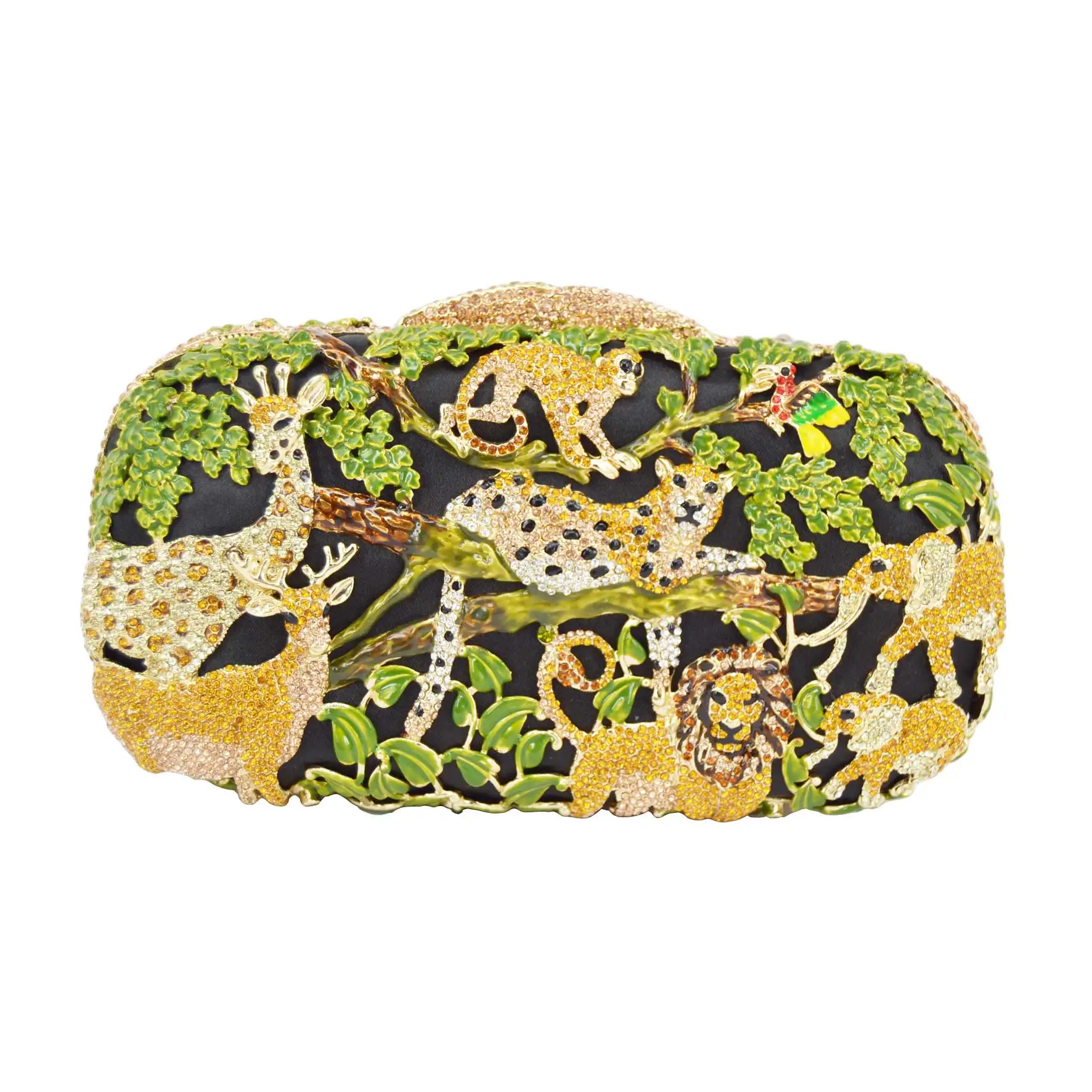 

Luxury Green Zoo Crystal Diamond Evening Bags Minaudiere Women Dinner Handbags for Wedding Party Purse Day Clutches