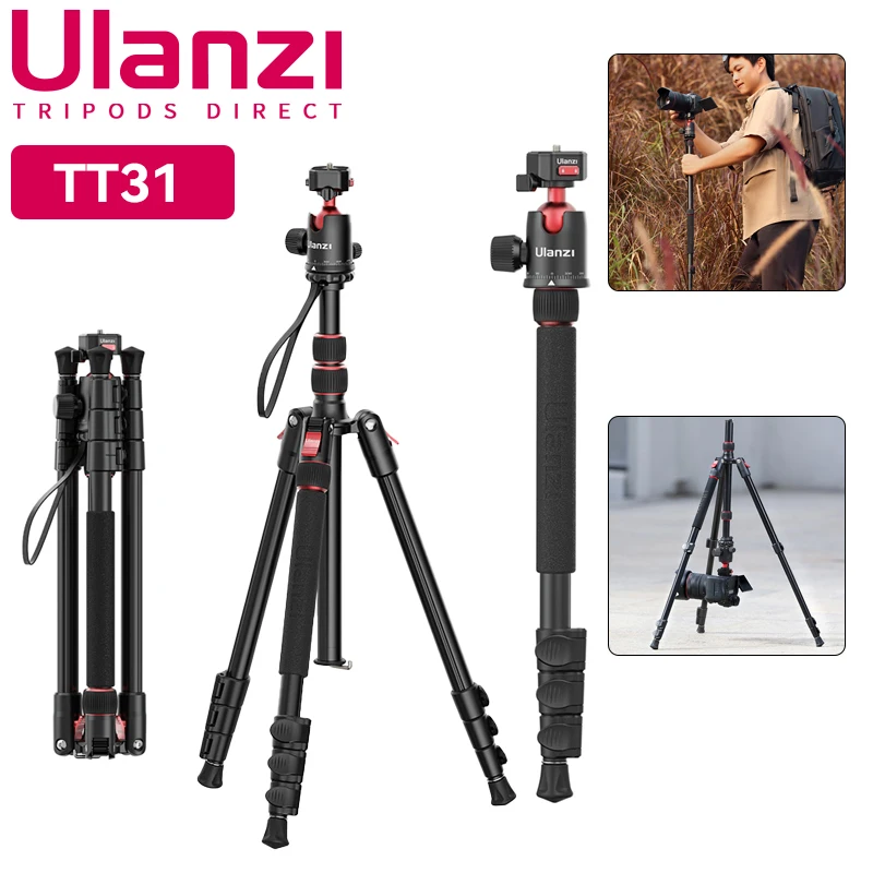 

Ulanzi TT31 1.84M Claw Professional Tripod Stand for Sony Canon Nikon DSLR Camera Phone Monopod with 360° Rotation Ballhead