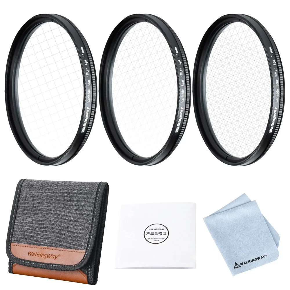 Walkingway Star Line 4 6 8 Filter Camera Lens Filter Photography Lenses Accessories Filter for Sony/canon/nikon Star Filter Set