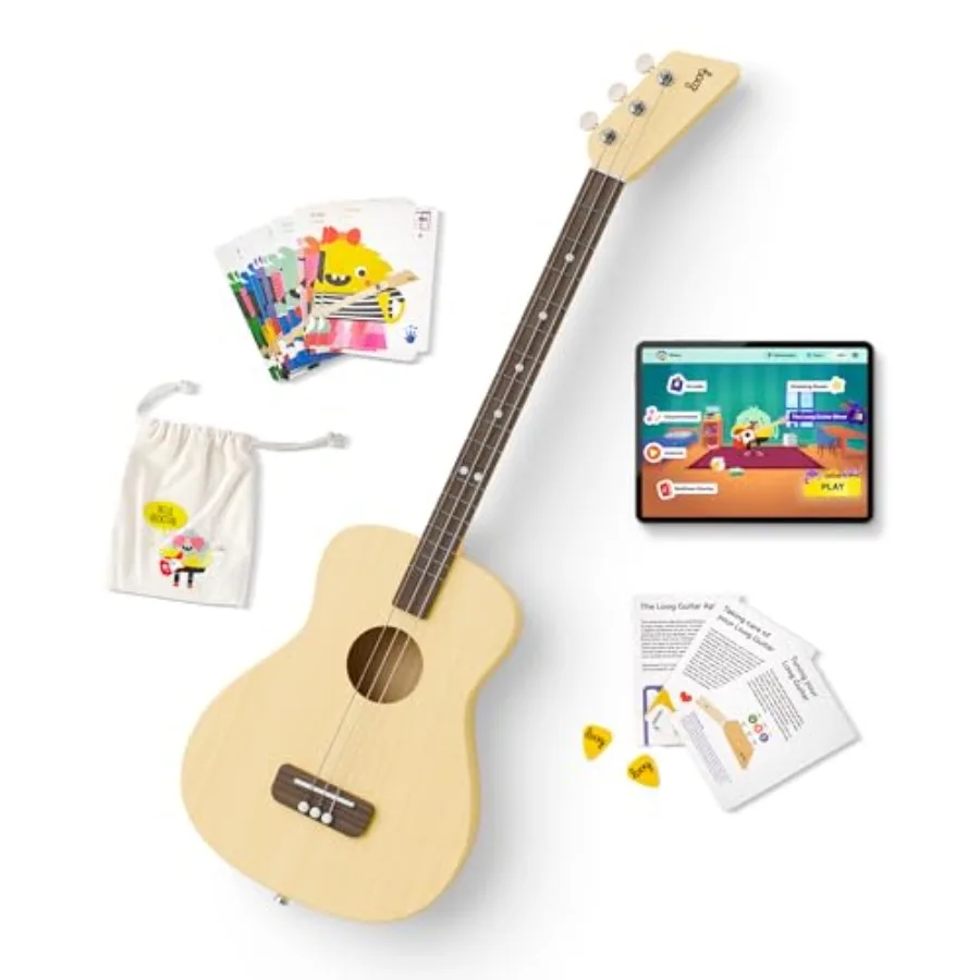 Acoustic guitar for children, teens and beginners with natural wood finish, lightweight spruce top, smooth playability, ideal f