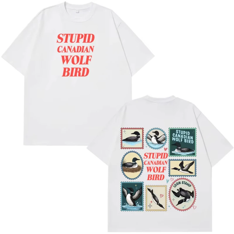 Heated Rivalry Stupid Canadian Wolf Bird Funny Meme T-shirt Men Women Hip-hop Aesthetic T-shirts Cotton Loose Casual T-shirt Top