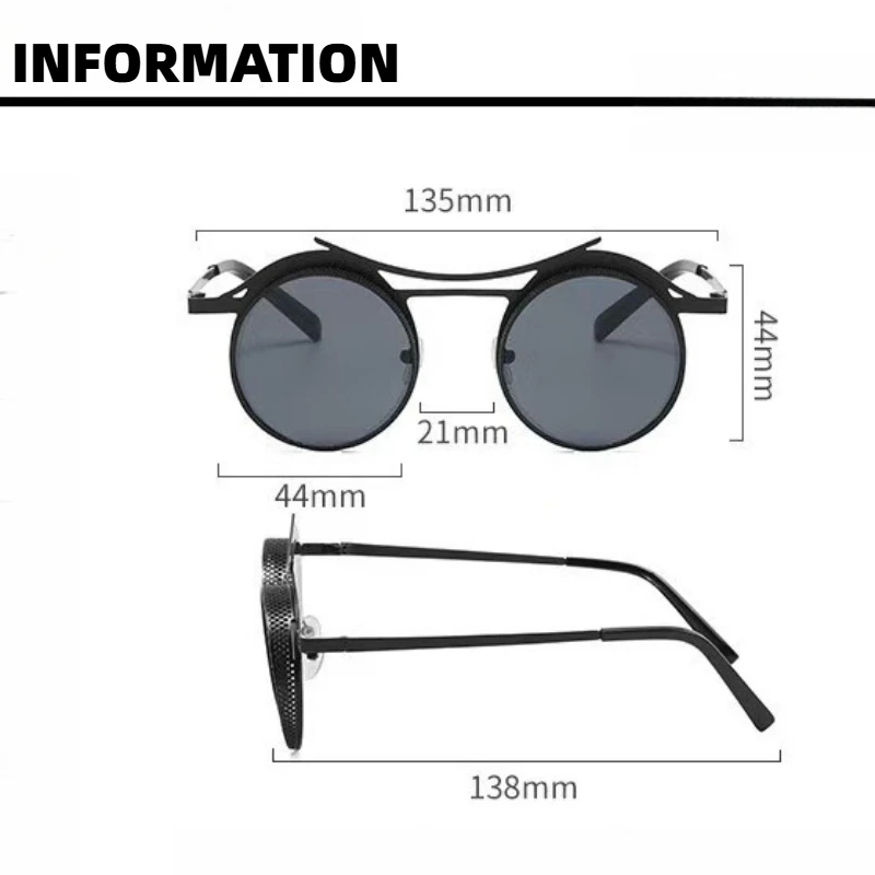 2025, neue Retro-Mode, runde Steampunk-Sonnenbrille für Damen und Herren, vielseitige Retro-Mesh-UV400-Schutz-Strandbrille – Detail 5