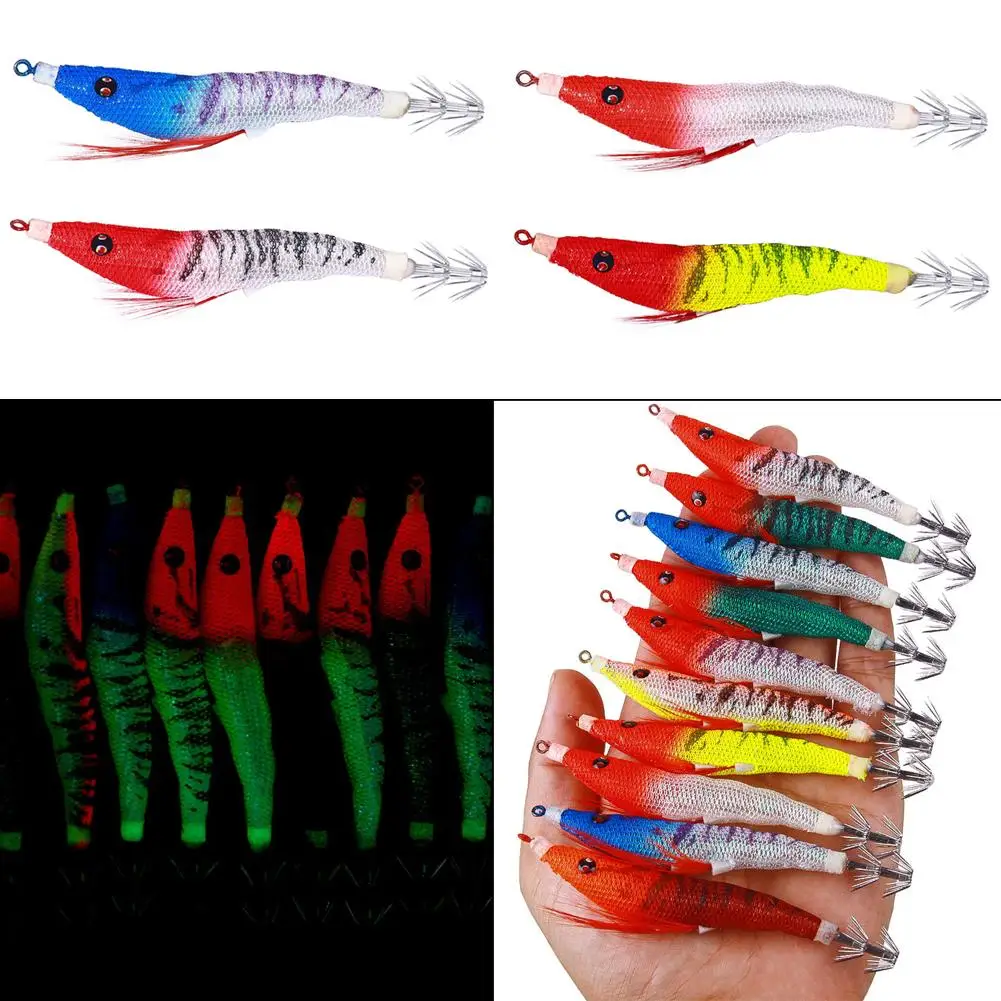 Outdoor Fishing Artificial Lure Night Bait Bionic Wood Squid Fishing Light Bait Glow-in-the-dark Octopus 3D Bait Gear Shrim W3Q1