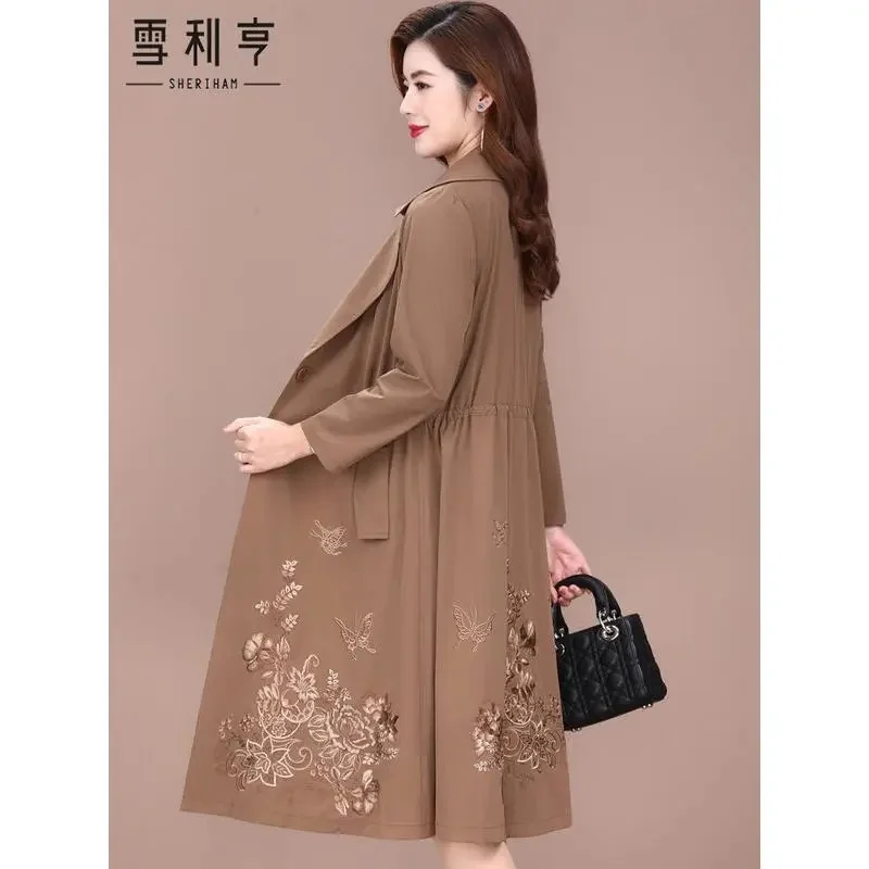 

Women's Long Windbreaker New Style In Autumn and Winter 2023 Fashion Age Reducing High-End Middle-Aged Mother's Coat Women M597