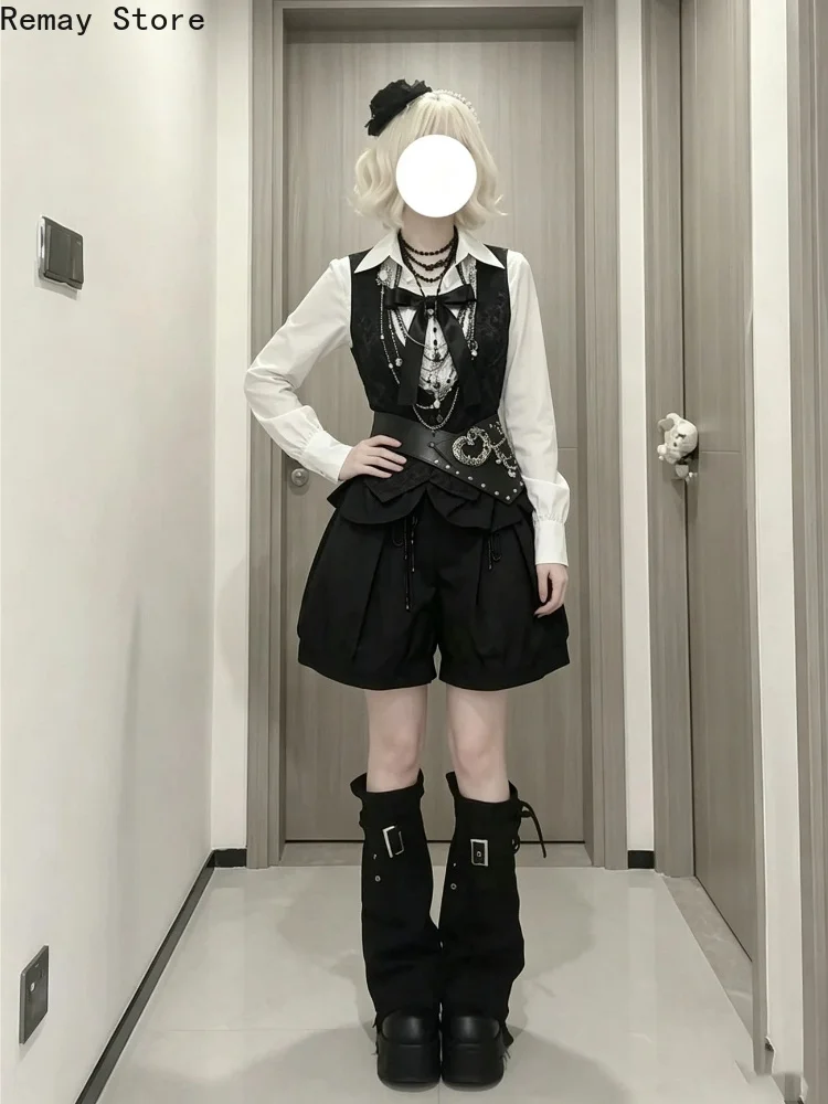 Autumn Winter Japanese Gothic Harajuku Women’s 2 Piece Set Chic Vintage 2000s French Elegant Sweet Dark Court Style Outfits 2026 view 5
