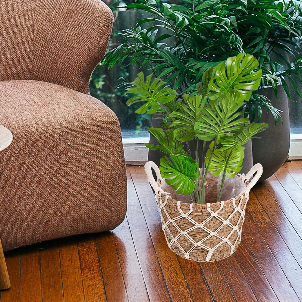 

Handmade Natural Woven Flower Plant Storage Basket For Indoor Plants Rustic Straw Decorative Flower Arrangement Gift Picking
