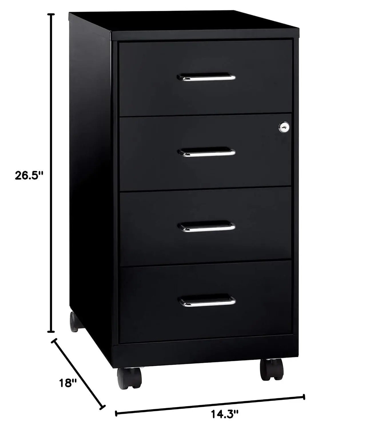 Mobile Storage Cabinet 4-Drawer Rolling Filing Cabinet with Lock for Office Home 26.5