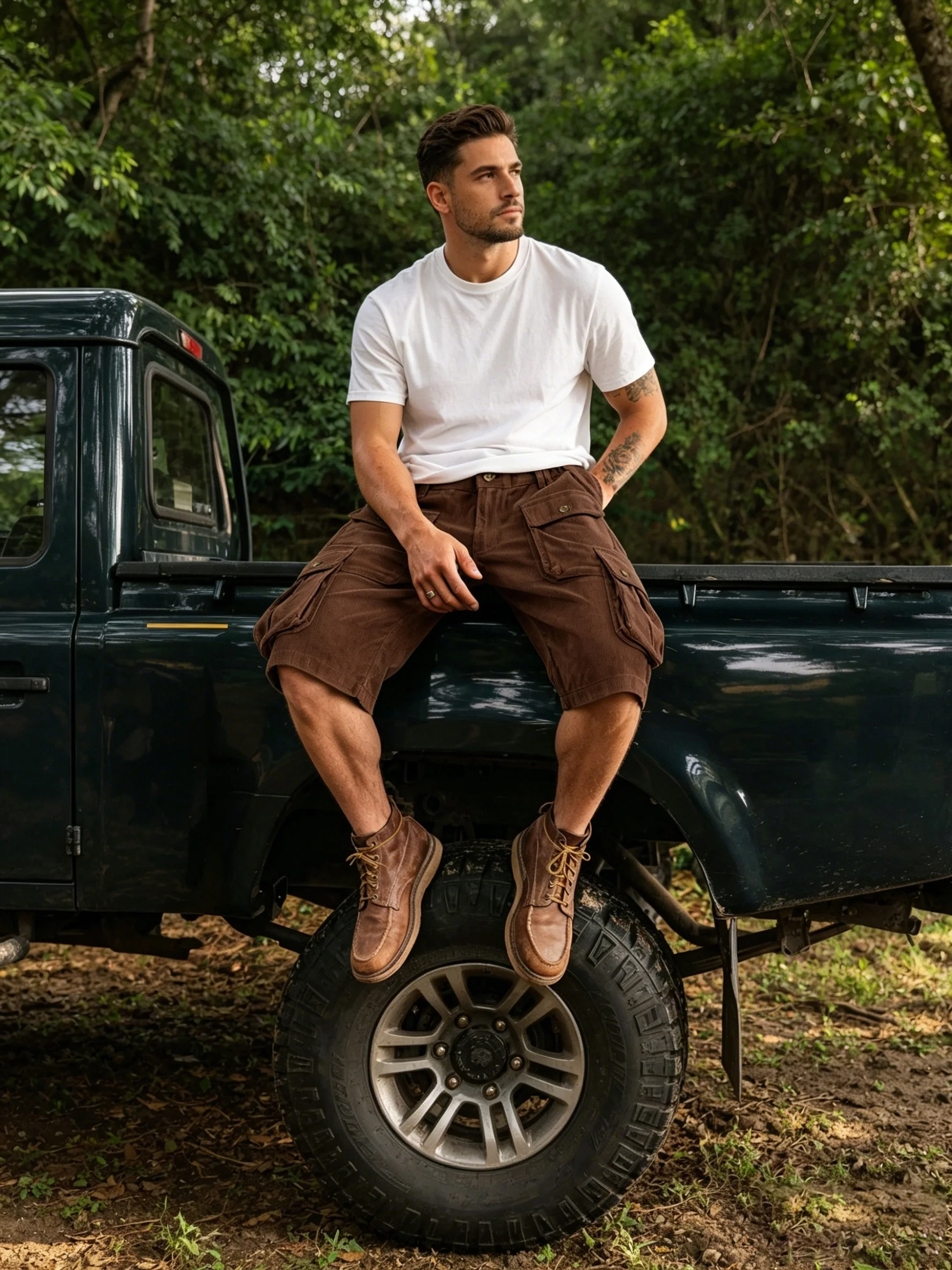 Men Relaxed Fit Solid Multi-Pocket Cargo Shorts Loose Casual Outdoor Outdoor Tactical Work Casual Walking Shorts