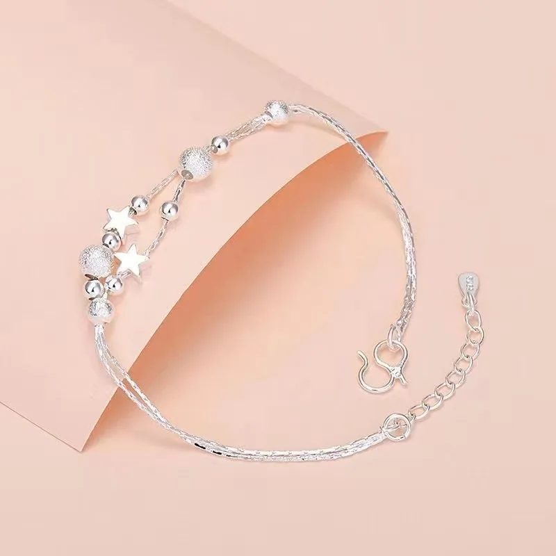 925 Sterling Silver Beautiful Stars Bracelets For Women Korean Fashion Designer Adjustable Bead Bracelet Luxury Original Jewelry