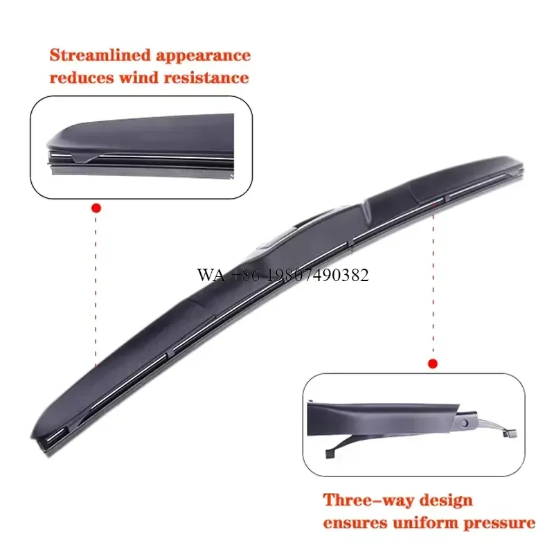 wmwmnu for HUOYE Universal Hybrid Three Section Car Windscreen Wiper Blade Natural Rubber High quality Car Accessories