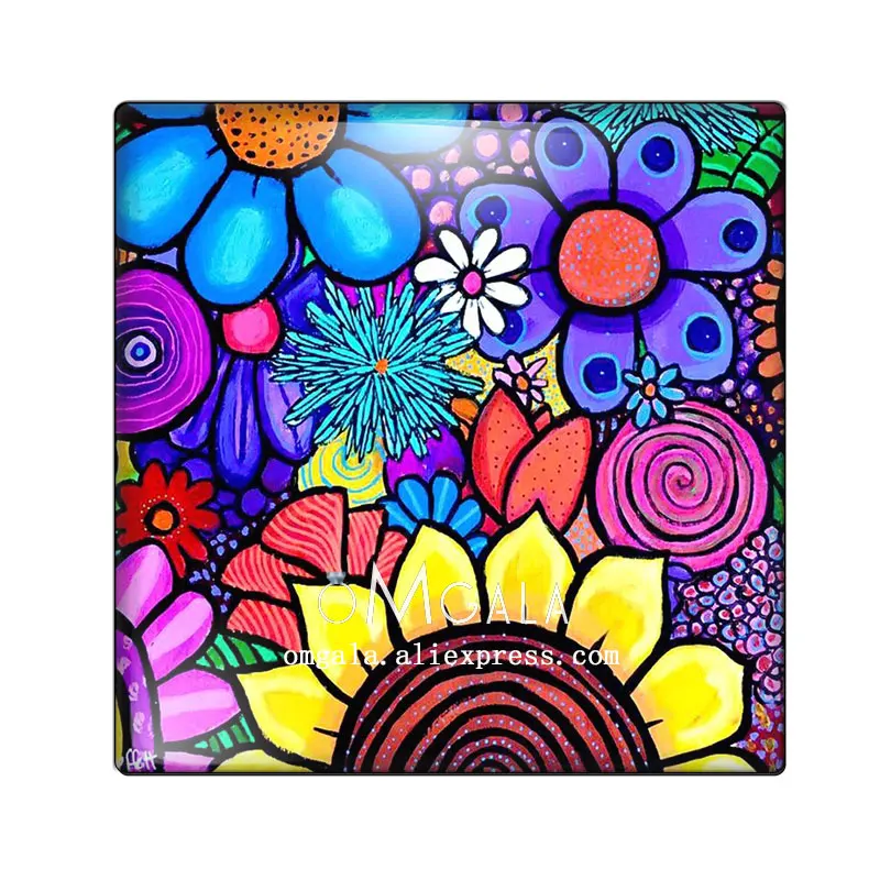 Art Colorful Oil Painting Flowers Square 10pcs mixed 12mm/20mm/25mm/30mm photo glass cabochon demo flat back Making findings